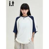 Bcfauae NB男女夏季 宽松情侣体恤潮潮牌美式 New 撞色短袖 T恤