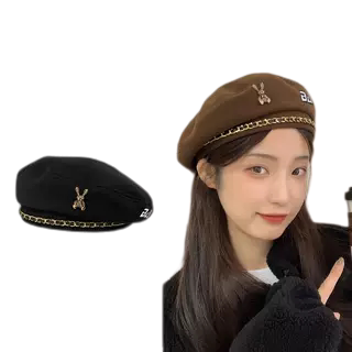 New Bcfauae NB韩版毛呢帽欧美风复古贝雷帽日常出游显气质休闲风