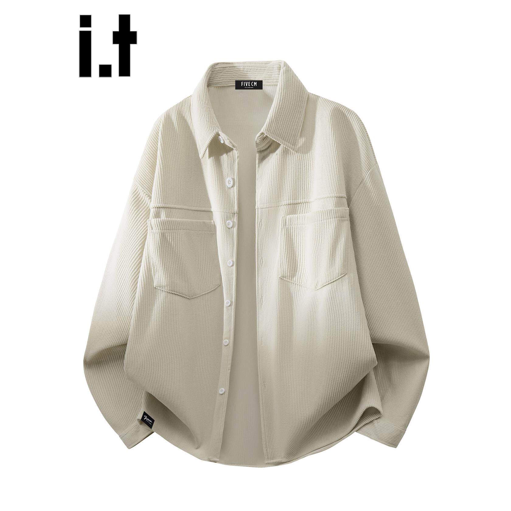 New Bcfauae NB青年翻领灯芯绒长袖衬衫男士春秋宽松休闲衬衣