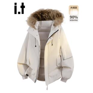 New Bcfauae NB大毛领连帽羽绒服男女冬季加厚保暖白鸭绒外套