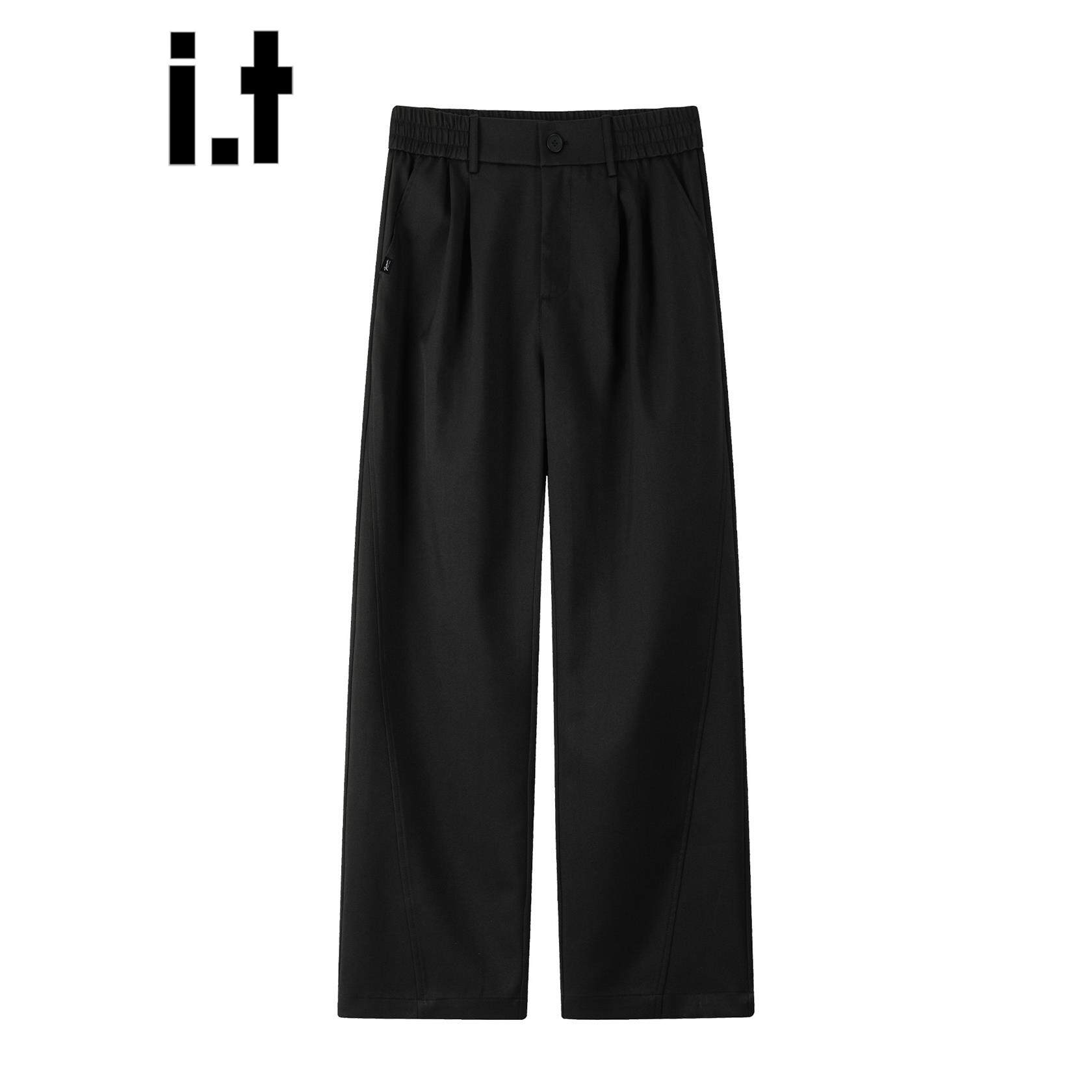 New Bcfauae NB轻职场黑色松紧腰宽松休闲西装裤男士春秋长裤