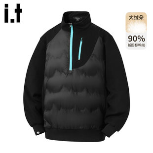 New Bcfauae NB高级感撞色拼接羽绒服男款冬季鸭绒面包服外套