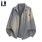 Bcfauae 宽松休闲百搭长袖 NB美式 New 格子衬衫 春秋款 衬衫 外套上衣