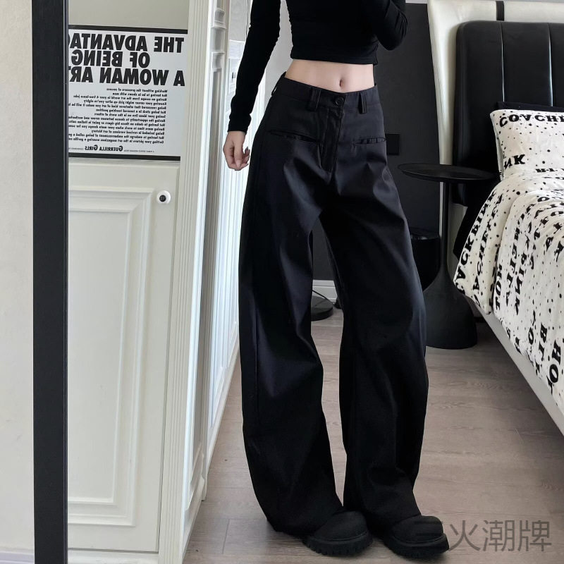 New Bcfauae NBins复古黑色休闲裤弯刀西裤垂坠感高级感阔腿香蕉