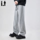 Bcfauae NB设计感拼接休闲裤 潮牌时尚 New 青年宽松松紧腰直筒裤 子