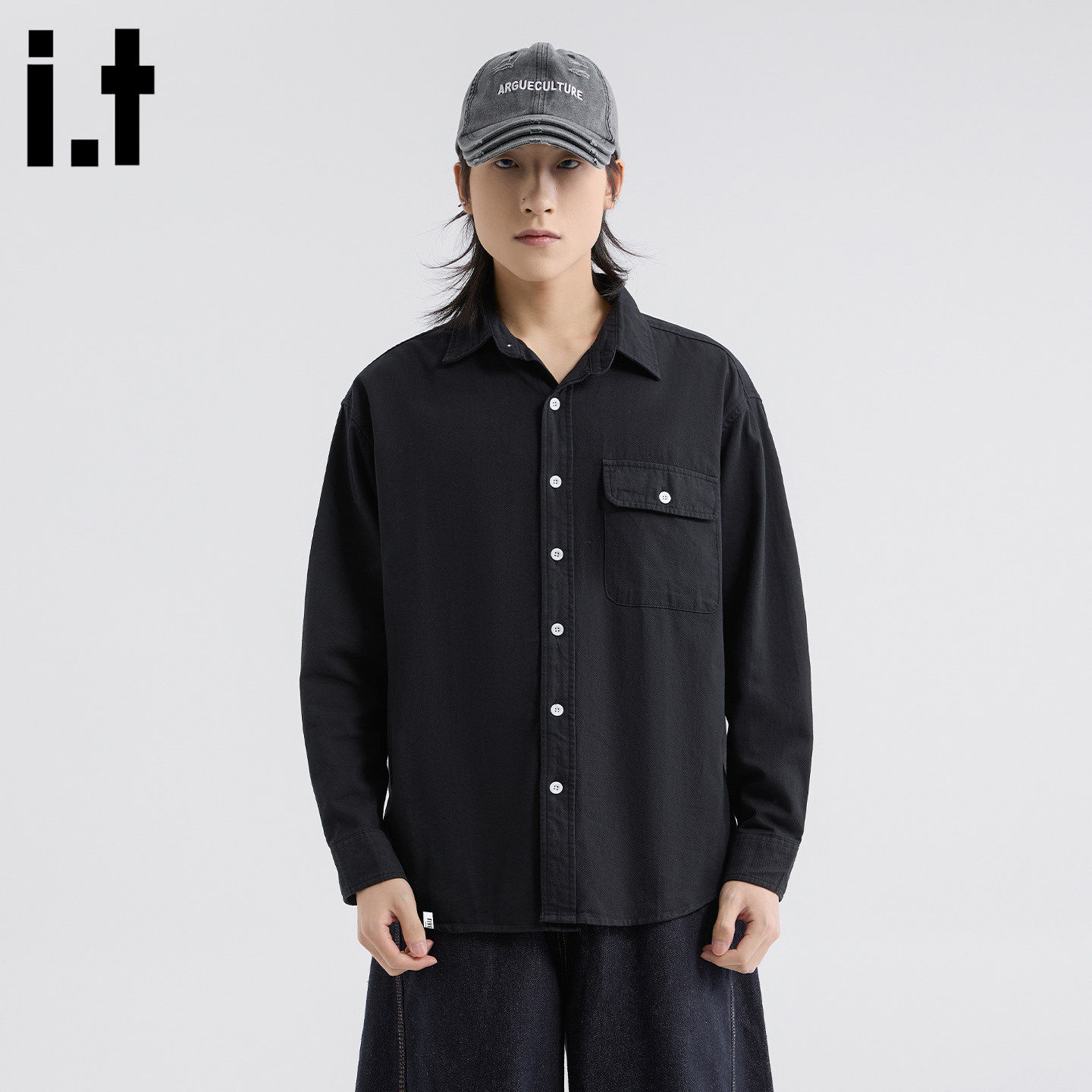 New Bcfauae NB黑色高级感长袖衬衫男款新款早秋宽松潮流上衣