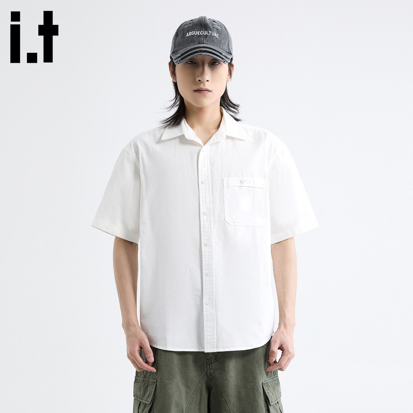 New Bcfauae NB白色高级感短袖衬衫男款新款夏季宽松痞帅上衣