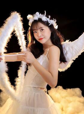 天使翅膀拍照道具大羽毛翅膀表演走秀装扮成人旅游羽毛弓箭拍摄