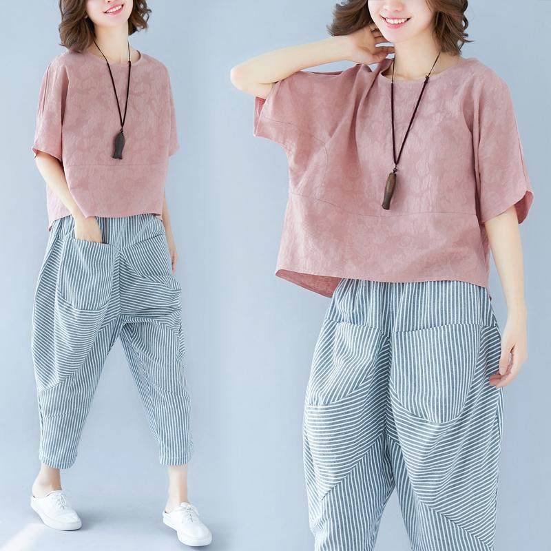 纯色+夏装宽松恤T时髦洋气大套装码胖妹裤条纹减龄休闲新款女装妹|ruв категории Женская одежда, женской одежды - от Buy2taobao.com для оказания профессиональной услуги покупки агента Taobao