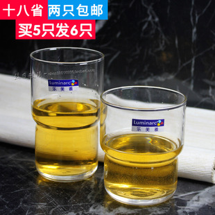 乐美雅 月轮可叠放玻璃杯茶水杯果汁饮料杯透明圆口杯餐饮杯茶杯