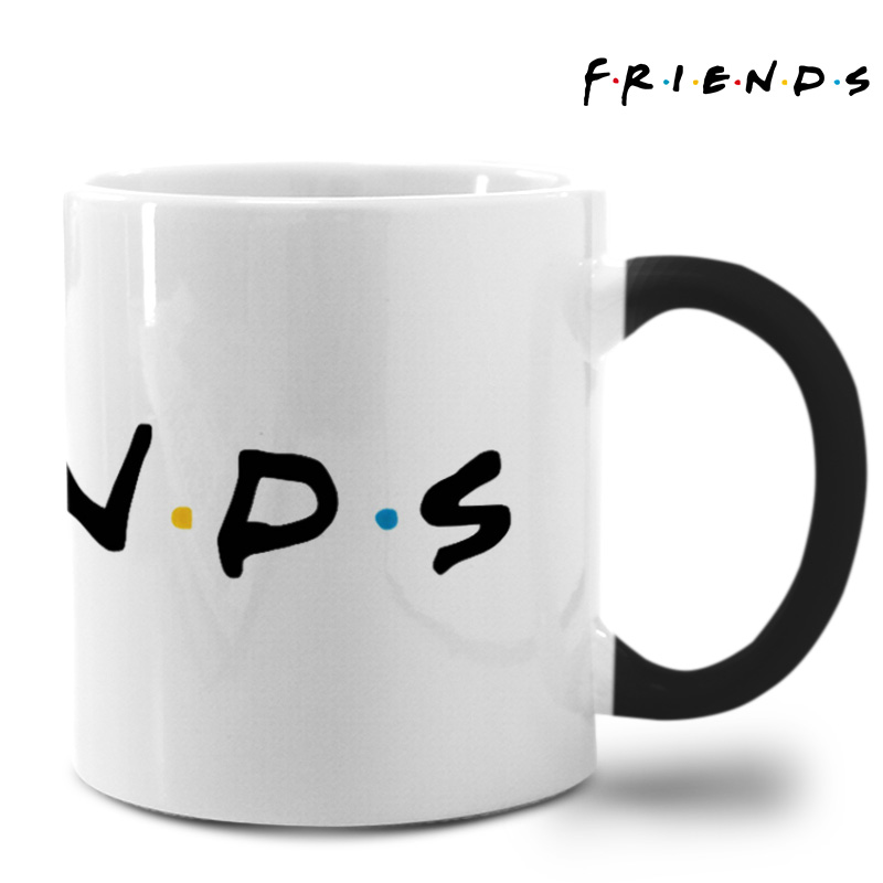 潮美剧老友记经典Friends六人行字母变色杯带盖勺马克杯陶瓷水杯