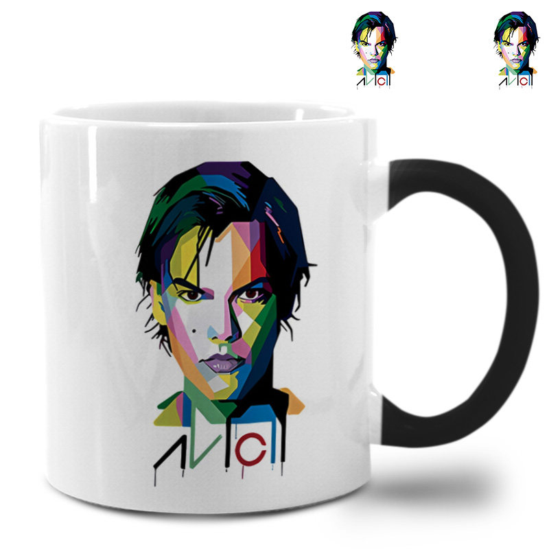 AVICII纪念艾维奇电音DJ变色杯欧式外贸出口450ml马克杯陶瓷水杯