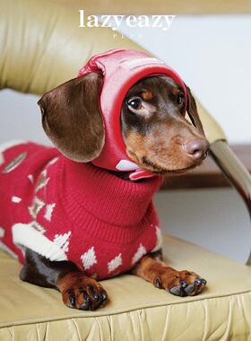 LazyEazy宠物狗狗小猫丝绒蝴蝶结头套腊肠节日领结可调节充棉可爱