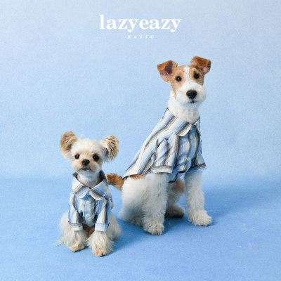 Lazyeazy宠物狗狗衣服撞色织带翻领条纹衬衫舒适春夏款中小型犬
