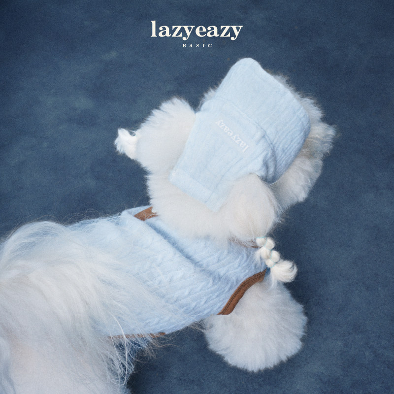 Lazyeazy宠物狗狗纯色针织遮阳帽可调节春秋保暖露耳中小型犬