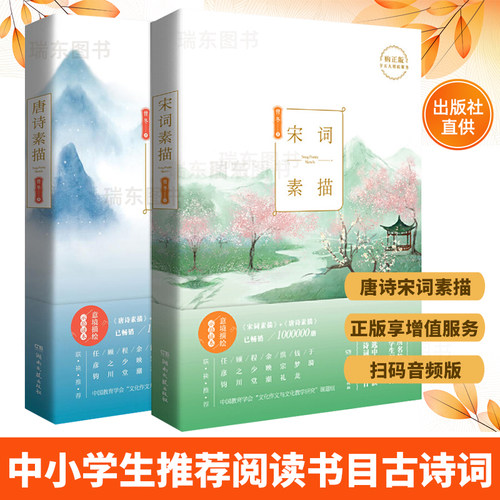 宋词+唐诗素描 新版 曾冬意境读本 中国古诗词鉴赏辞典古代诗词文学中学生小学生初中生课外读物书目畅销书籍 诗词素描书籍