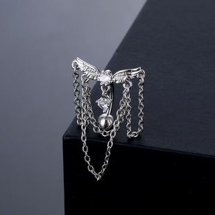 脐钉脐环欧美新款天使翅膀流苏链条倒扣肚脐钉肚脐环天使之翼脐饰