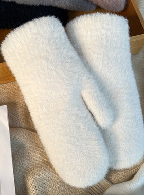 HONGCHUN手套女冬简约可爱连指电动车挡风加厚保暖防滑骑行新款