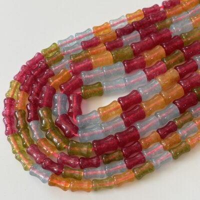 天然石碧玺玉髓竹节散珠子半成品diy手工编织穿珠项链手串珠配件