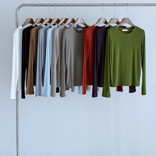 25新款 返场新色ROW极简风巨软糯纯色莱赛尔羊毛打底衫