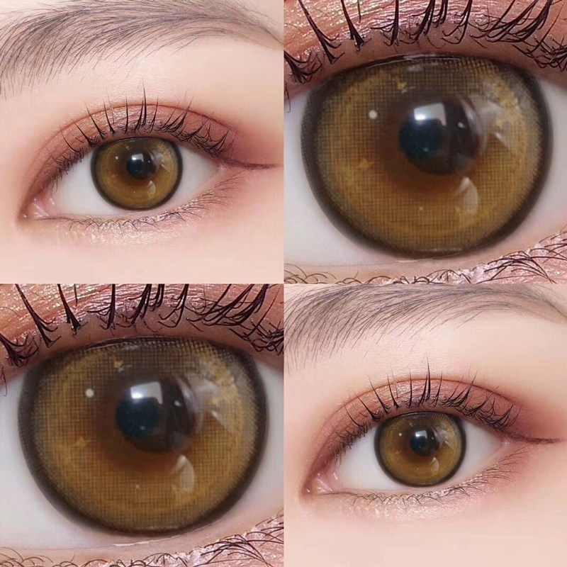 酸奶爆珠棕色美瞳年抛混血欧美女大直径14.5mm含水量高半年抛jlb