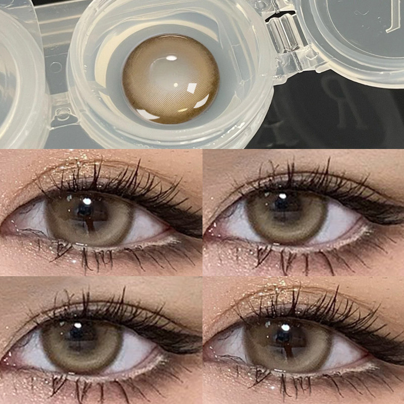 焦糖奶茶棕色美瞳半年抛小大直径正品官网混血隐形眼镜女年抛jld