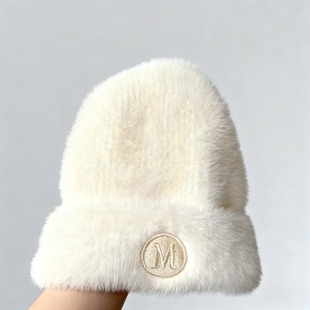 保暖学生百搭针织帽 帽子女毛绒字母毛线帽仿貂毛冬季 韩版 秋冬新款
