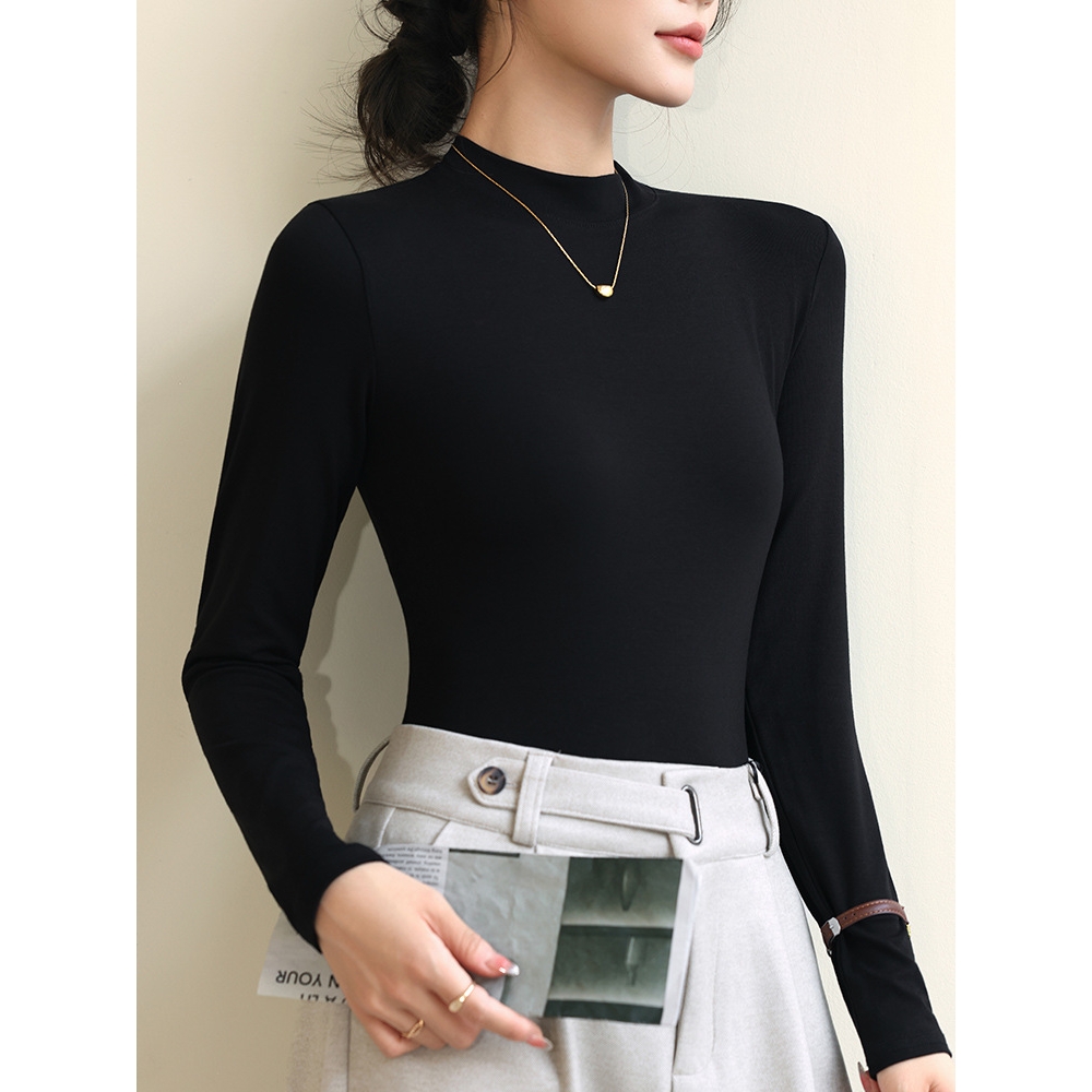 K2103半高领打底衫女秋冬新款洋气修身针织内搭早秋长袖T恤上衣