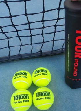 Teloon天龙网球Pound Tour P4气压足高弹耐打训练专业比赛球4粒装
