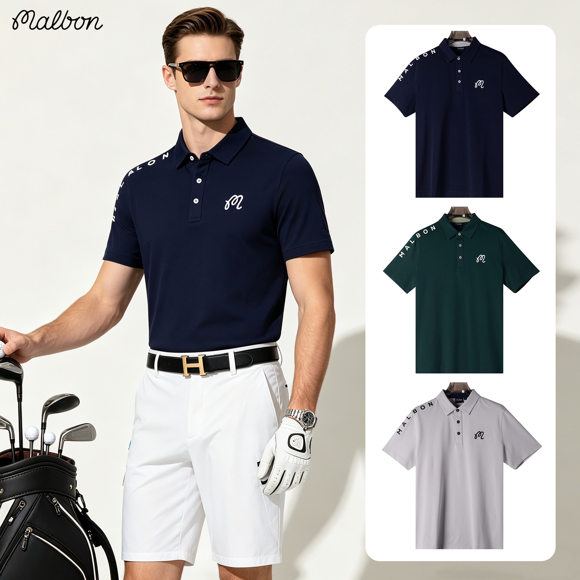 26malbon高尔夫男POLO衫速干透气