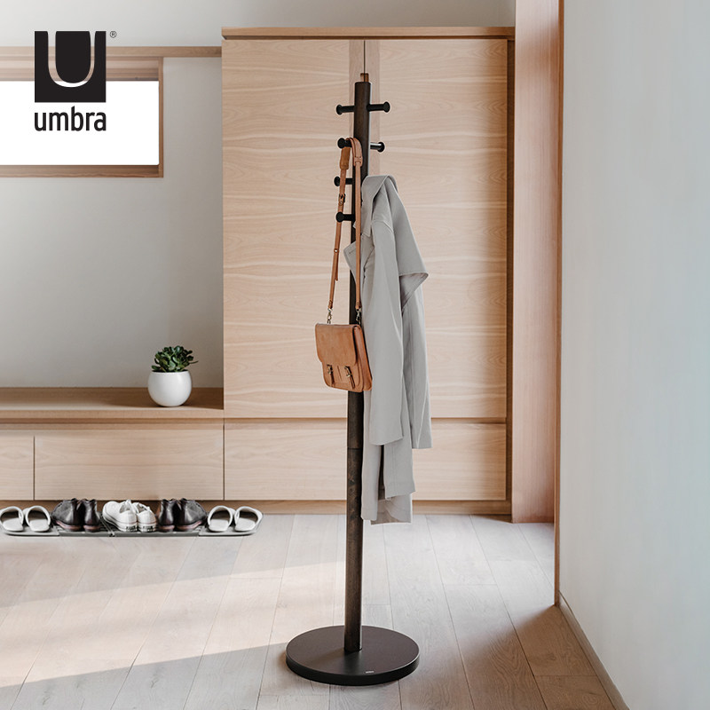 umbra 派拉衣帽架北欧衣架子挂钩落地挂衣架实木组装卧室简约现代