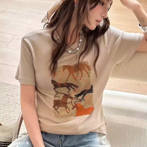 短袖慵懒薄款印花女士