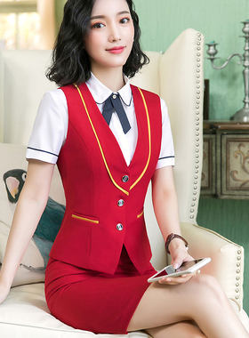 服务员夏装女马甲时尚酒店工作服