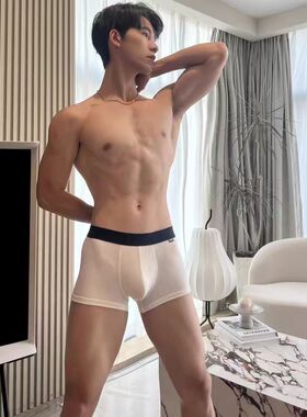 GTOPX MAN平角裤螺纹莫代尔夏季薄款透气潮流白色控弹力四角短裤