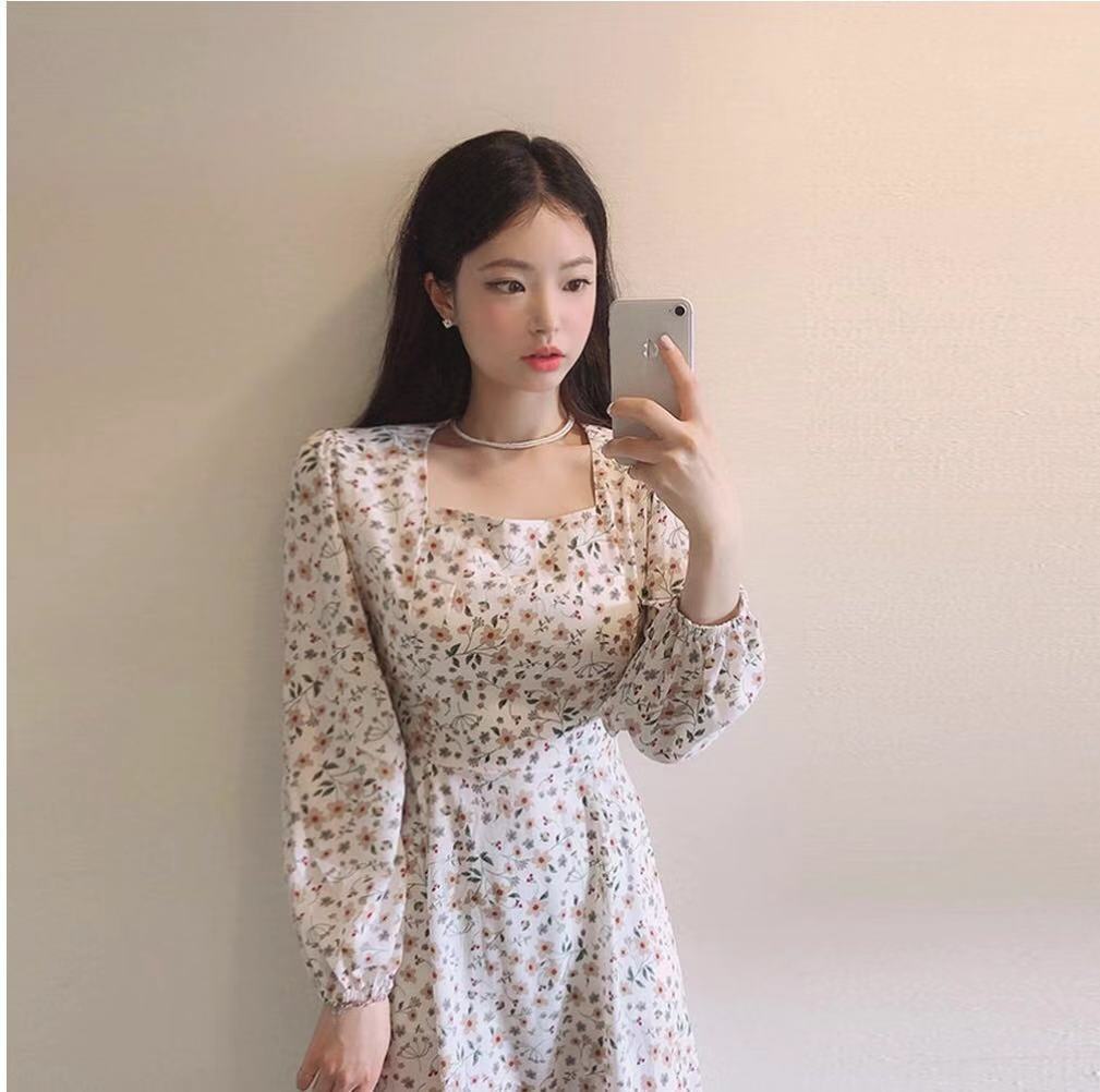 Square neck Floral Dress