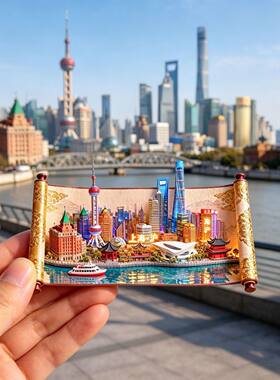 上海外滩东方明珠立体浮雕冰箱贴