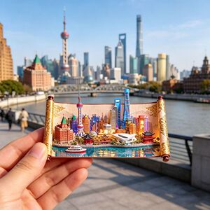 上海外滩东方明珠立体浮雕冰箱贴
