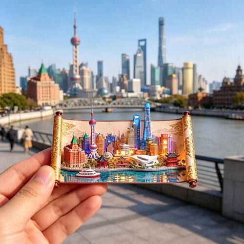 上海外滩东方明珠立体浮雕冰箱贴