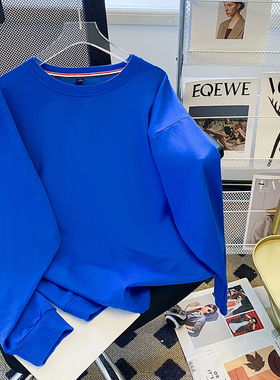 【断码清仓1件25，两件39】大码女装蓝色卫衣女春秋款薄款大码胖m