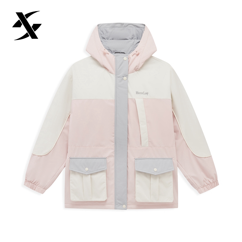特步女棉服2024冬季新款保暖防风棉衣女连帽运动外套976428170264