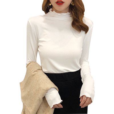 大码打底衫t恤上衣胖mm木耳边