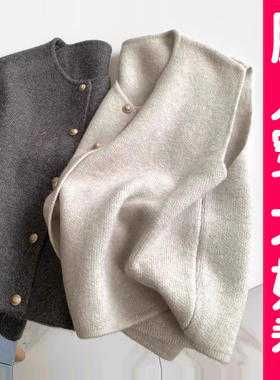 大码温柔系气质百搭针织马甲背心女秋冬叠穿内搭坎肩上衣胖mm毛衣