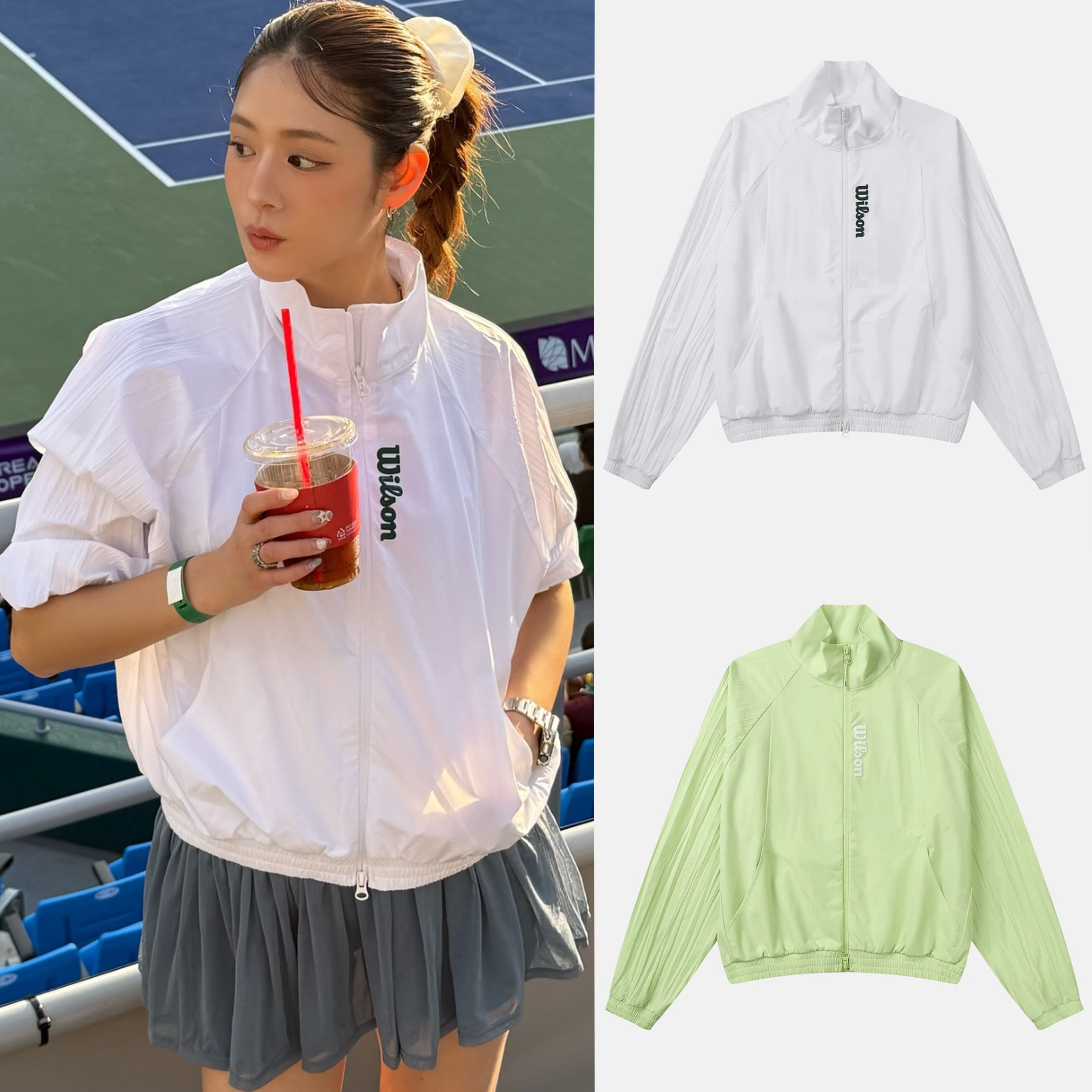 韩国直邮｜威尔胜网球女士宽松版挡风防晒褶皱拼接轻量外套｜25秋