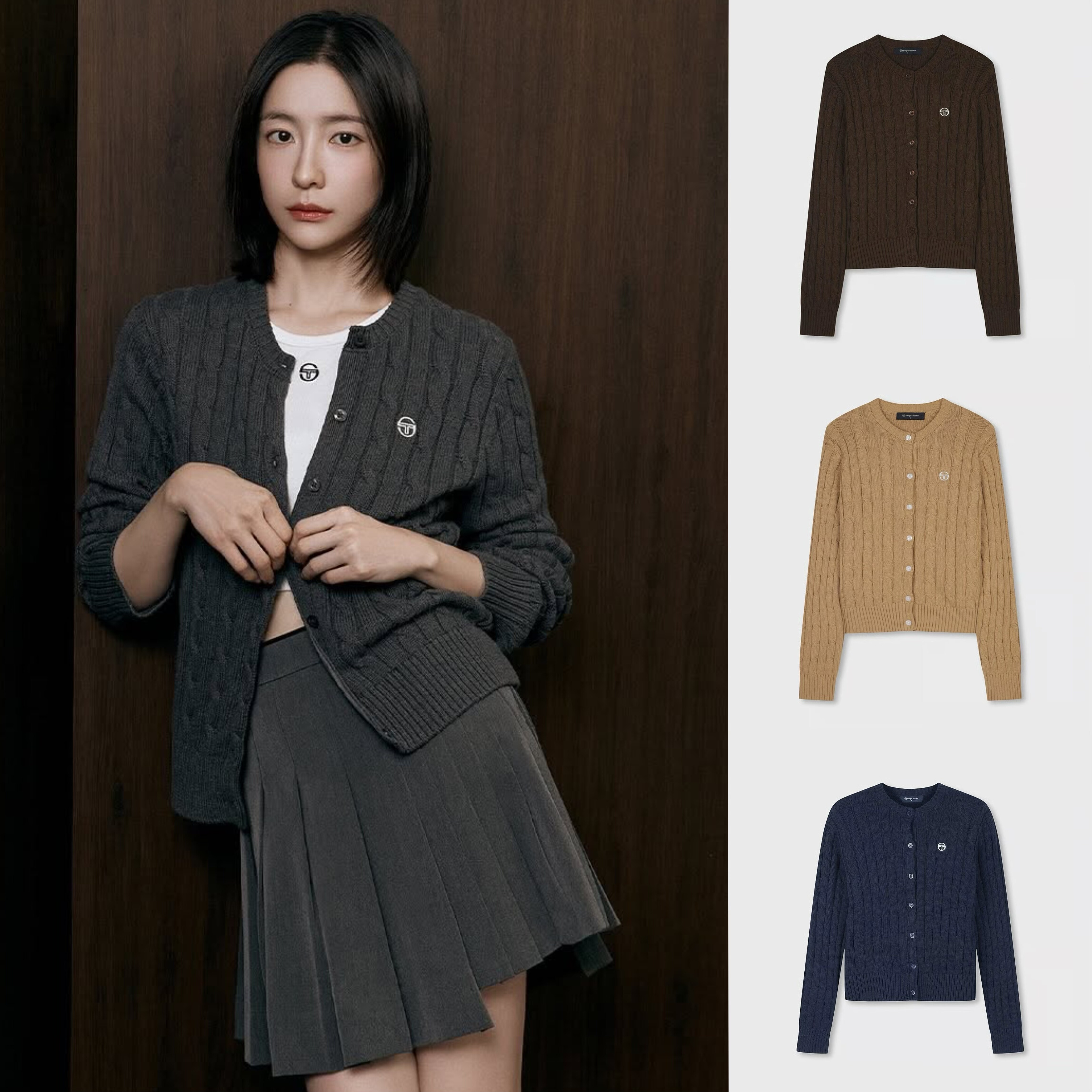 韩国直邮｜SergioTacchini休闲运动风女士麻花针织开衫｜25秋冬