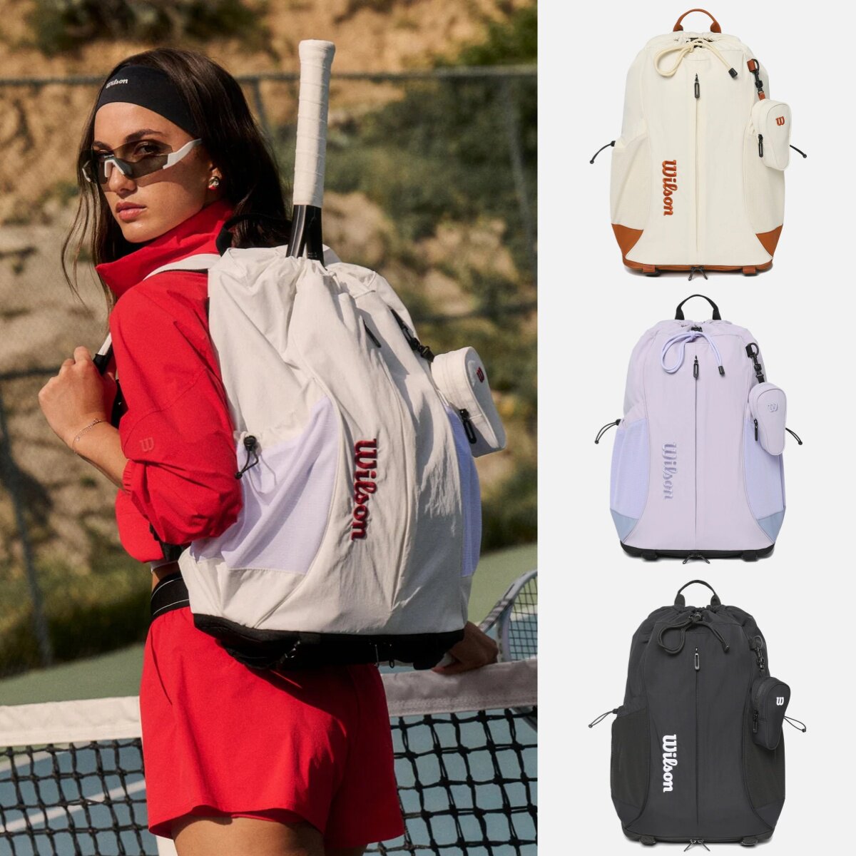 韩国代购 Wilson威尔胜网球包抽绳双肩包 恒温拍仓 独立鞋仓