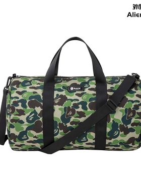 外星伴侣Bape迷彩猿人头潮流单肩包手提斜挎包旅行包运动桶包