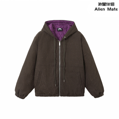 外星伴侣Juice WRLD SS25沙漠仙人掌提花拉链连帽工装棉服外套