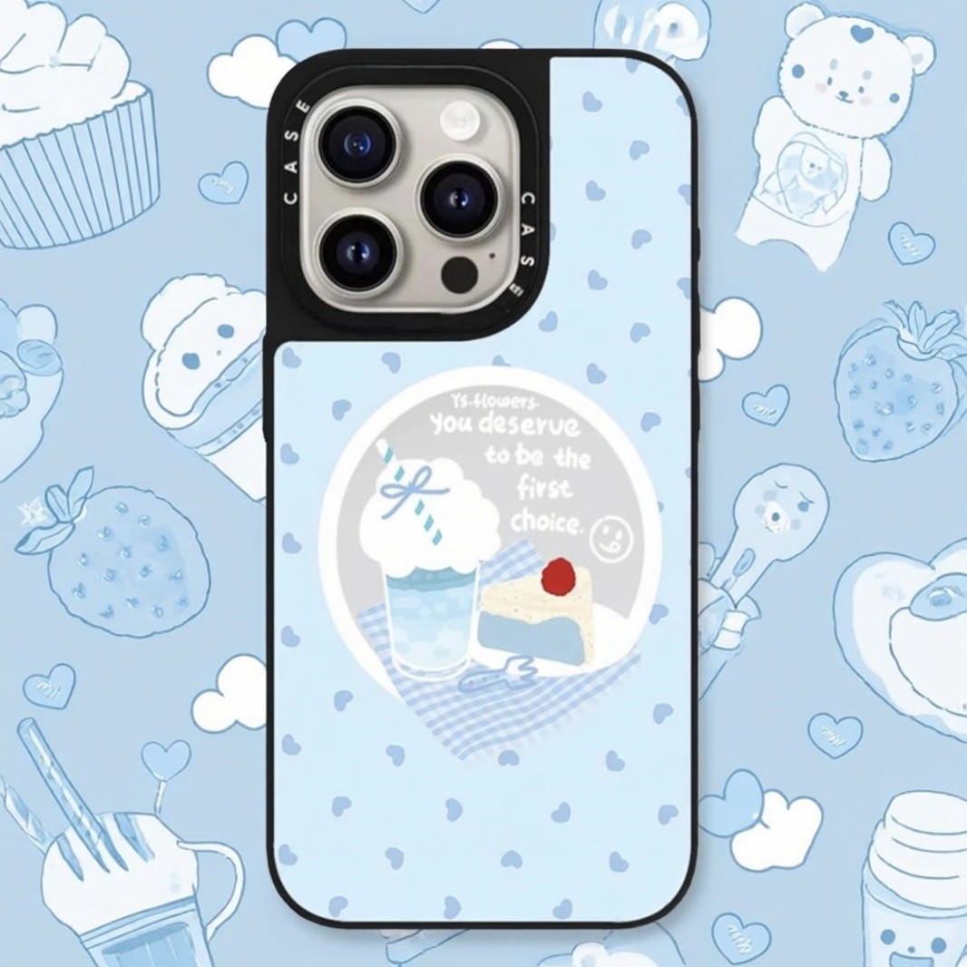 CASE联名镜面爱心甜品可爱猫咪小熊适用iPhone17promax手机壳苹果16Pro个性15全包14防摔13百搭12磁吸Magsafe