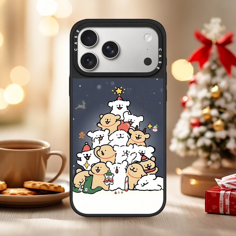 CASE联名圣诞树线条小狗适用iPhone17promax手机壳苹果16pro镜面15简约14磁吸MagSafe13卡通可爱12防摔保护壳