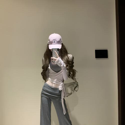 Skk Store 露思同款 奢感醋酸天丝羊毛主推芭蕾绑带长袖T恤套装!